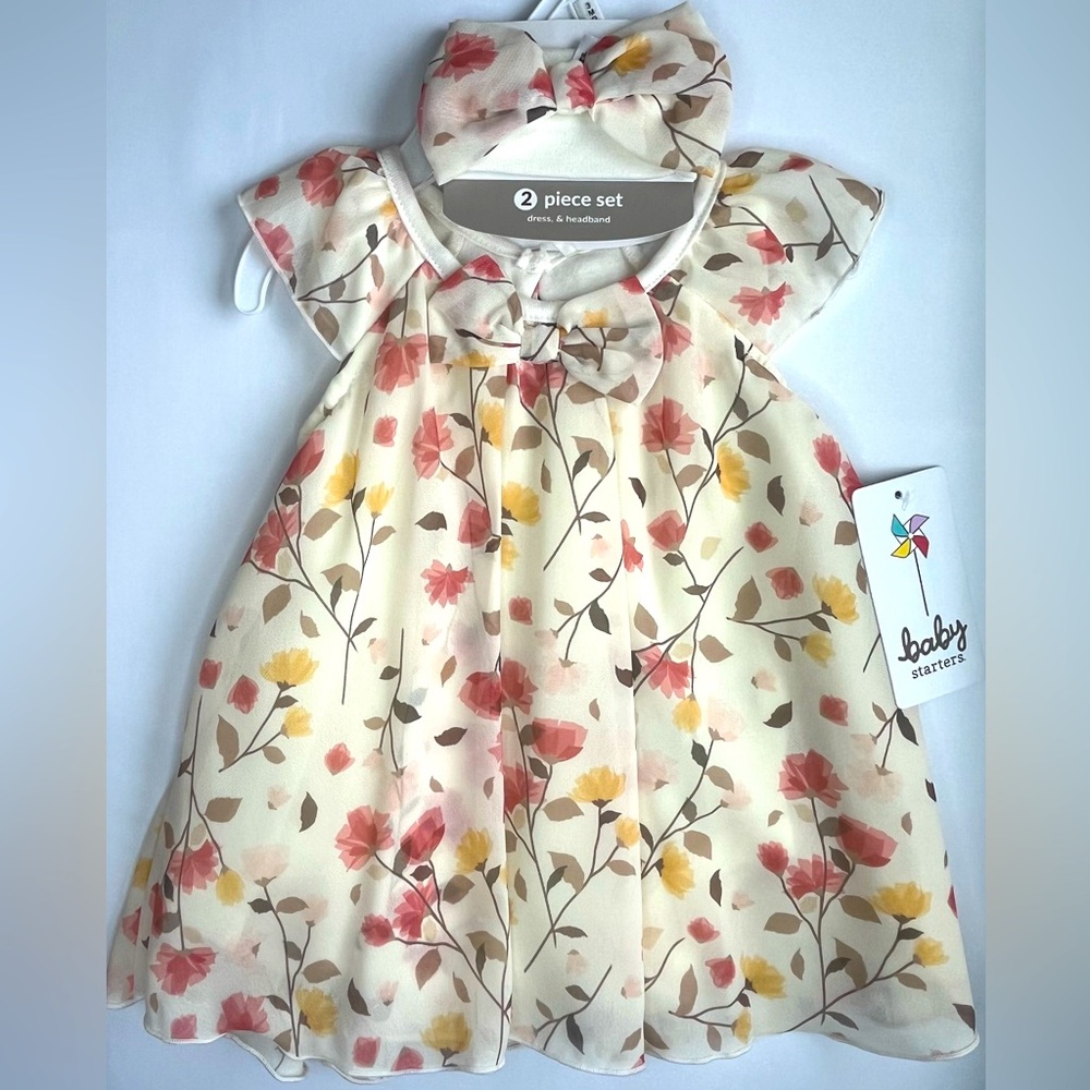 Baby Starters Baby Girls 3 Months Floral-Printed Dress